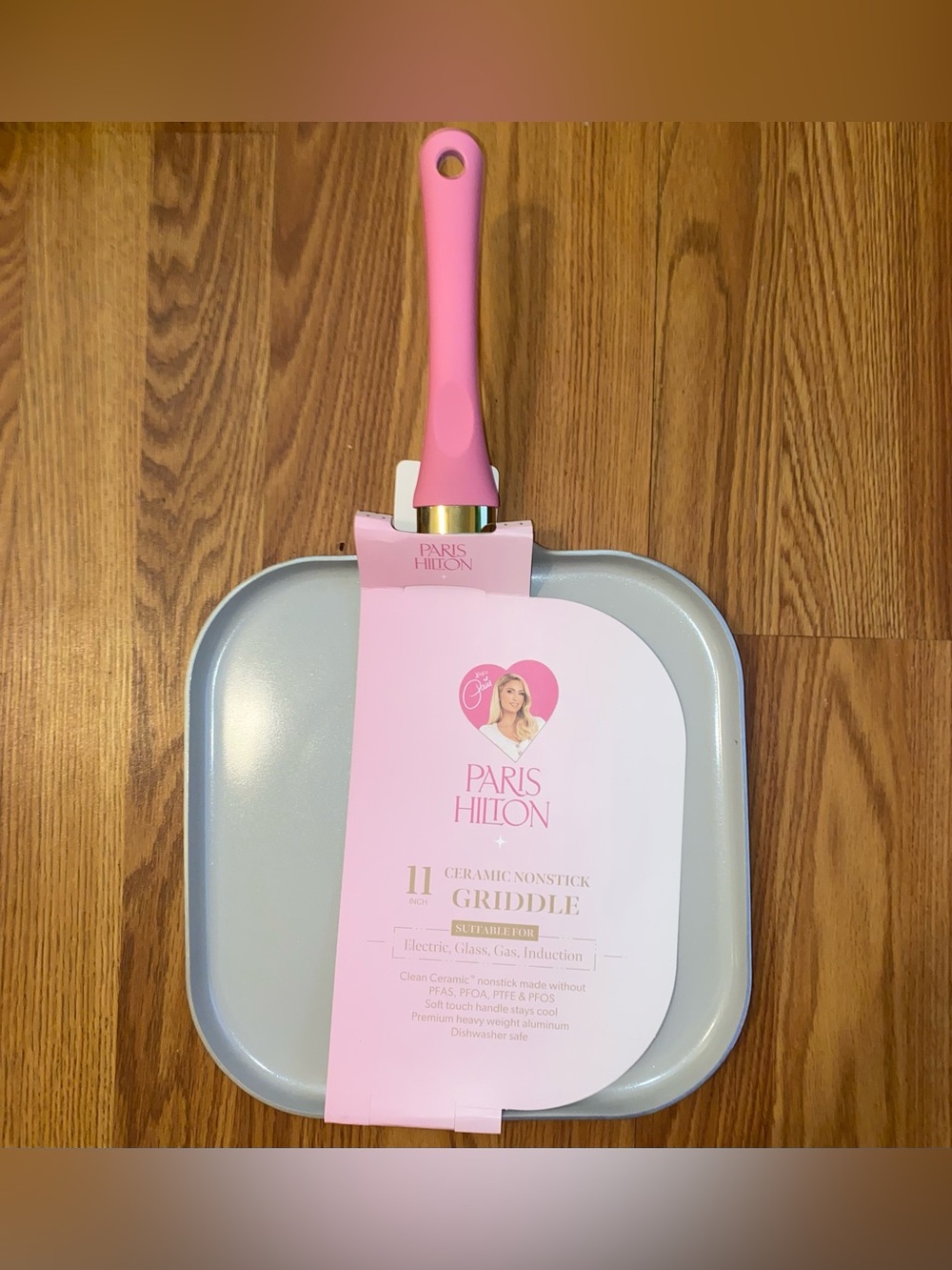 NWT | Paris Hilton | 11 Inch Ceramic Nonstick Griddle Pan | Pink